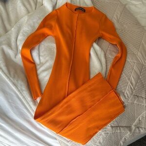 Naked Wardrobe Ribbed Vibrant Orange Suck Me In Dress